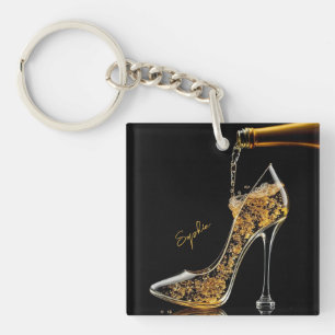 Stiletto und Sparkling Wine-High Heel Schlüsselanhänger