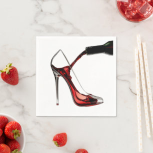 Stiletto und Wein Serviette