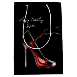 Stiletto und Weinbeutel Mittlere Geschenktüte