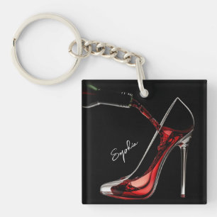 Stiletto und Wine High Heel Schlüsselanhänger