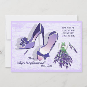 Stilettos and Lilacs Bridesmaid Request Card Einladung