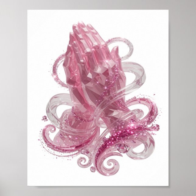 Stilevolle rosa betende Hände Poster (Vorne)