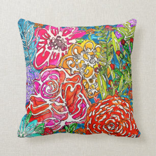 Stilfarbene Blume Collage Pillow Kissen