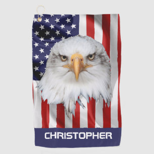 Stilftiger Adler, Die amerikanische Flagge, Patrio Golfhandtuch