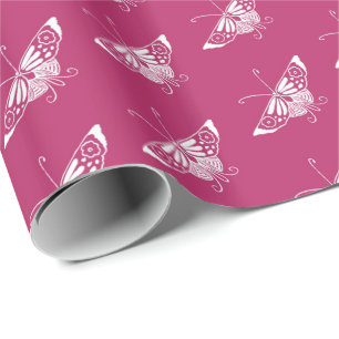 Stilftiger Deko-Schmetterling - Magenta Geschenkpapier