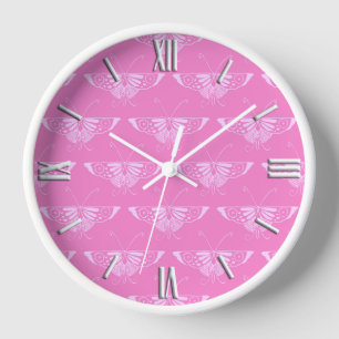 Stilftiger Deko-Schmetterling - orchid pink Uhr