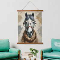 Stilftiges Pferd mit Brille - Vintage Kunst