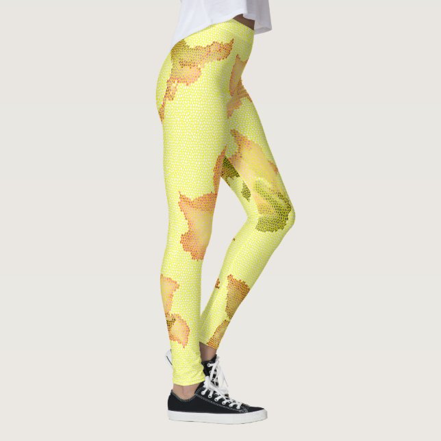 Stilgelbe Rosa Blume Leggings (Rechts)