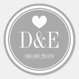 Stilgraue Aufkleber für die Monogramm-Gastgeschenk