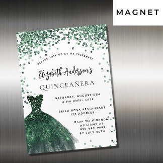 Stilgrün-Kleid aus Quinceanera, weißer Luxus Magneteinladung