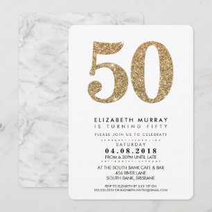 STILISCH 50. Geburtstagsparty INVITE Gold Glitzer Einladung