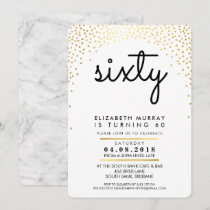 STILISCH 60. Geburtstagsparty INVITE Gold Konfetti Einladung