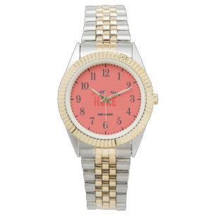STILISCH MODERN SILVERY GOLDEN RED ORANGE BRANGE ARMBANDUHR