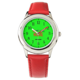 STILISCH MODERN ZOLLBAR RED NEON GREEN BRANDING ARMBANDUHR