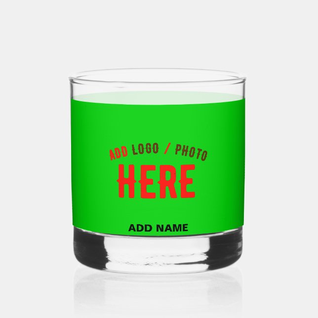 STILISCH MODERNE KUSTOM LIME GREEN ÜBERPRÜFT MARKI WHISKYGLAS (Vorderseite)