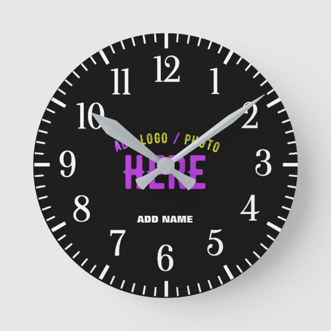 STILISCH MODERNE ZOLLBARE, SCHWARZE KONTROLLE RUNDE WANDUHR (Vorderseite)