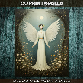 Stilisiert 1920 Engel mit Blume Seidenpapier