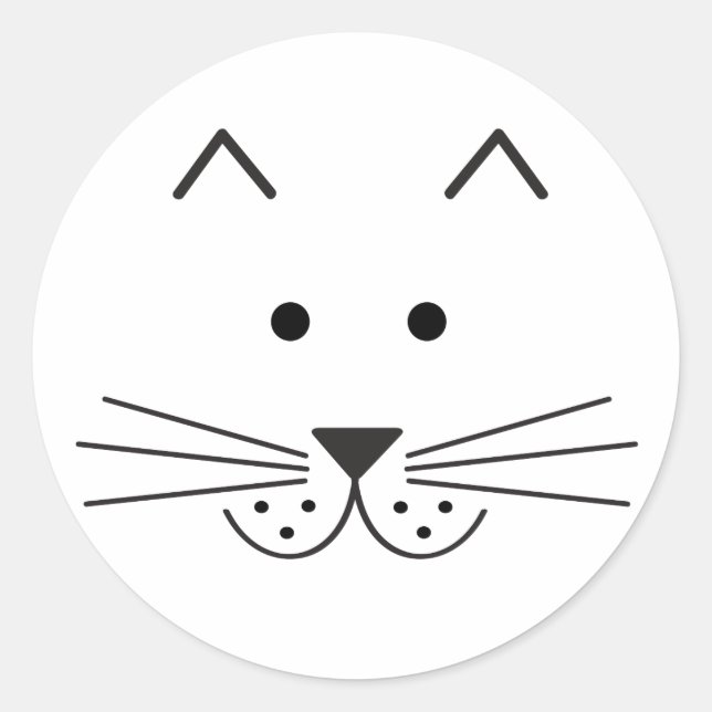 Stilisierte Abstrakte Cat Face Illustration Design Runder Aufkleber (Vorderseite)