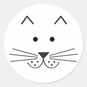 Stilisierte Abstrakte Cat Face Illustration Design Runder Aufkleber