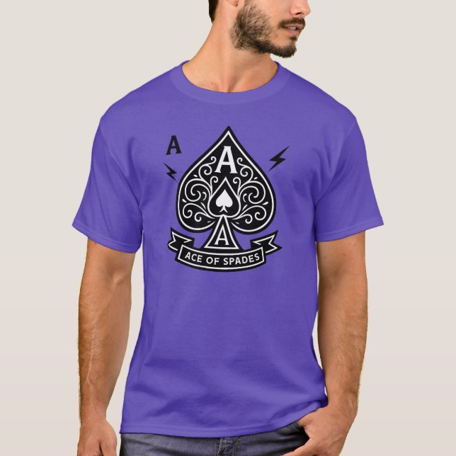Stilisierte Ace of Spades — Art-Deko Vector Emblem T-Shirt (Vorderseite)