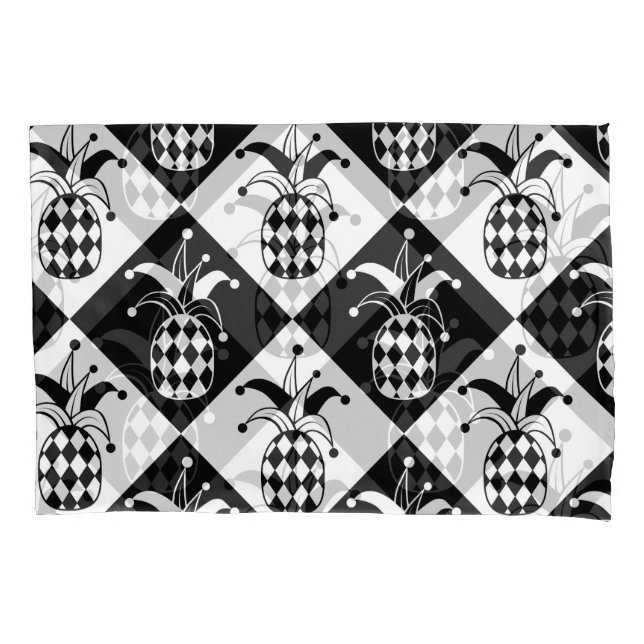 Stilisierte Ananas Harlequin Doodle Muster Kissenbezug (Vorderseite)