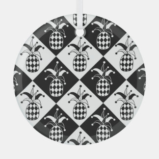 Stilisierte Ananas Harlequin Doodle Muster Ornament Aus Glas