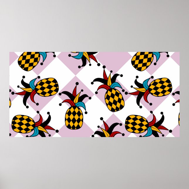 Stilisierte Ananas. Hut und Rhombus Harlequin. See Poster (Vorne)