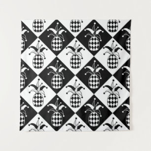 Stilisierte Ananas. Hut und Rhombus Harlequin. See Wandteppich