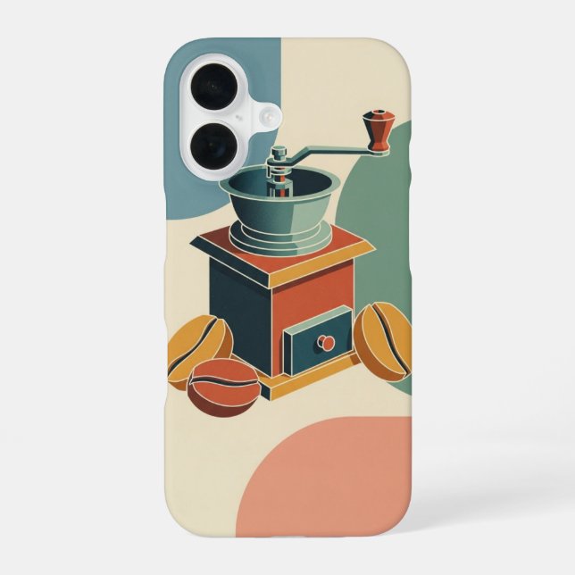 Stilisierte antike Kaffeemühle iPhone 16 Hülle (Rückseite)