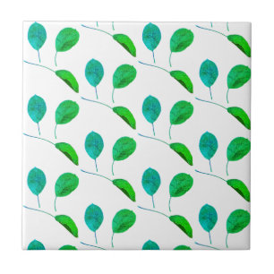 Stilisierte Birnbaumleaf Textur Print Fliese