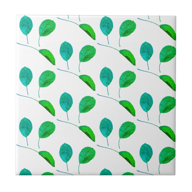 Stilisierte Birnbaumleaf Textur Print Fliese (Vorderseite)