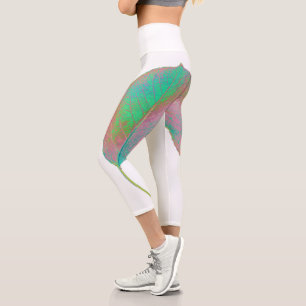 Stilisierte Birnbaumleaf Textur Print Leggings