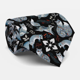 Stilisierte blaue Füchse mit aufwendigen floralen  Krawatte