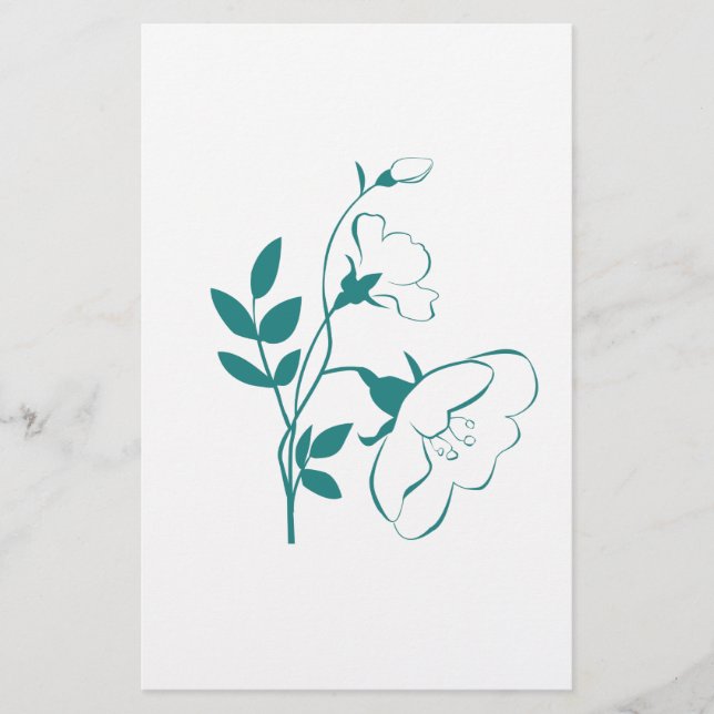 Stilisierte Blume in Aquamarin (Vorderseite)