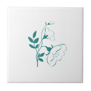 Stilisierte Blume in Aquamarin Fliese