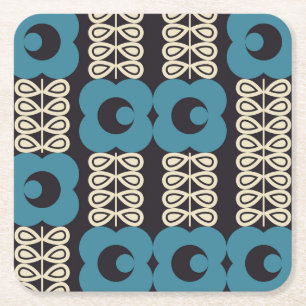 Stilisierte Blume: Moderne Vintage Geometrie. Rechteckiger Pappuntersetzer