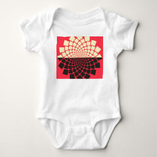Stilisierte Blume: Schwarzes Rotes Elfenbein Baby Strampler