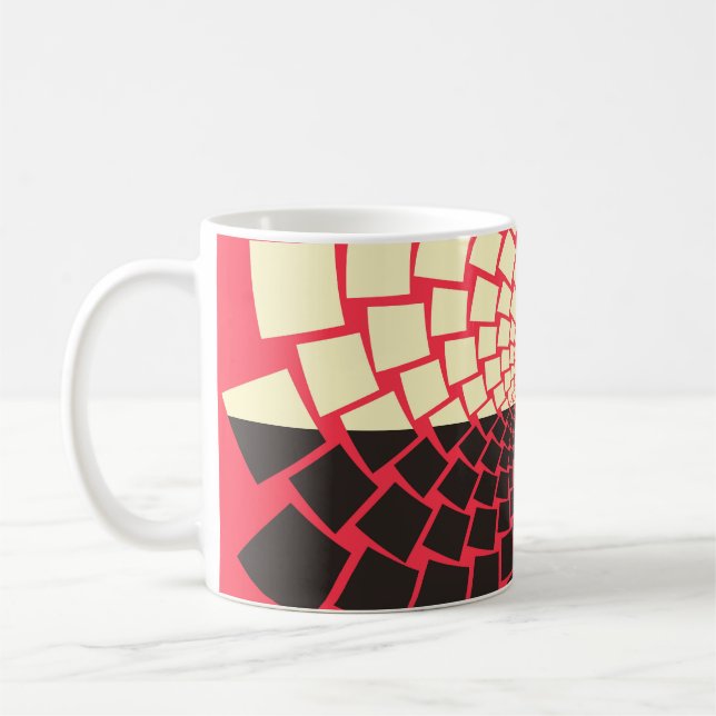 Stilisierte Blume: Schwarzes Rotes Elfenbein Kaffeetasse (Links)