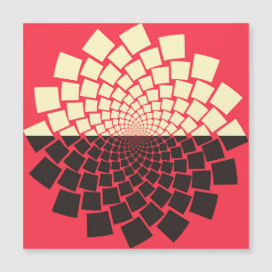 Stilisierte Blume: Schwarzes Rotes Elfenbein Magnetkarte