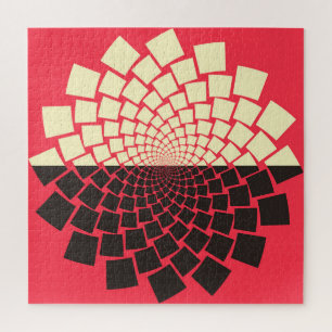 Stilisierte Blume: Schwarzes Rotes Elfenbein Puzzle