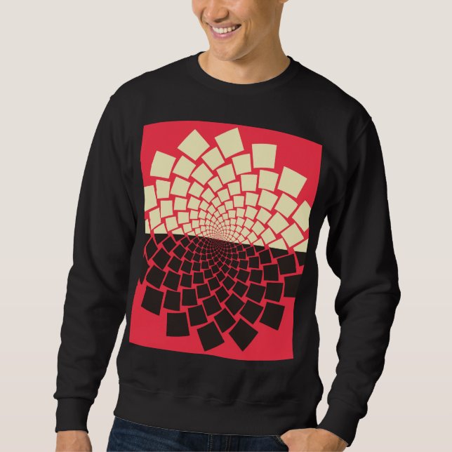Stilisierte Blume: Schwarzes Rotes Elfenbein Sweatshirt (Vorderseite)