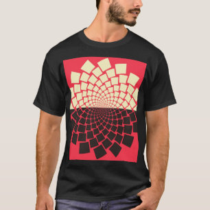 Stilisierte Blume: Schwarzes Rotes Elfenbein T-Shirt