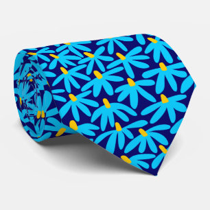 Stilisierte Blume - Sky Blue, Amber und Dark Blue Krawatte