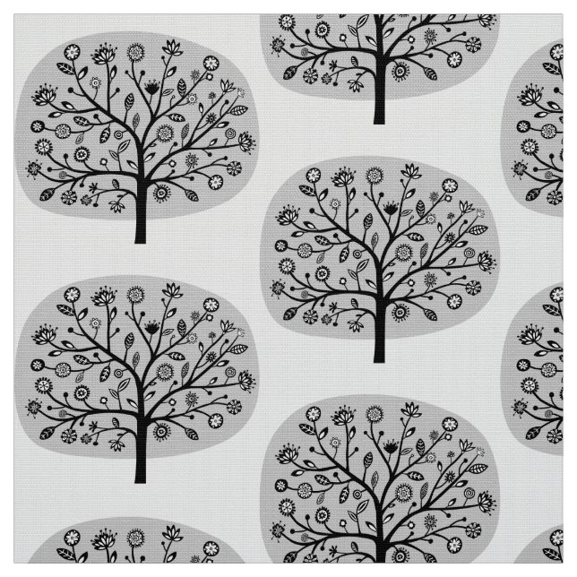 Stilisierte Blume Tree - Hellgrau Stoff (Muster)