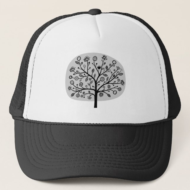 Stilisierte Blume Tree - Hellgrau Truckerkappe (Vorderseite)