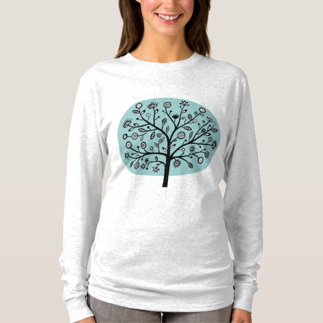 Stilisierte Blume Tree - Light Blue Green T-Shirt (Vorderseite)