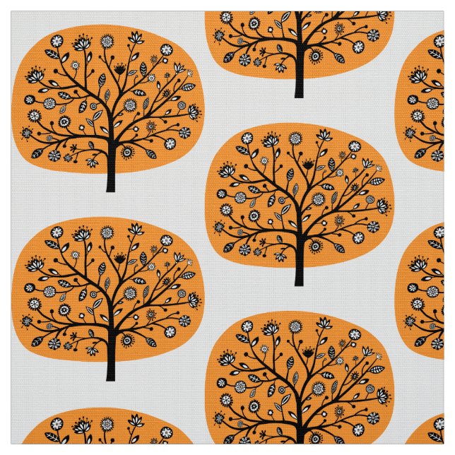 Stilisierte Blume Tree - Light Orange Stoff (Muster)