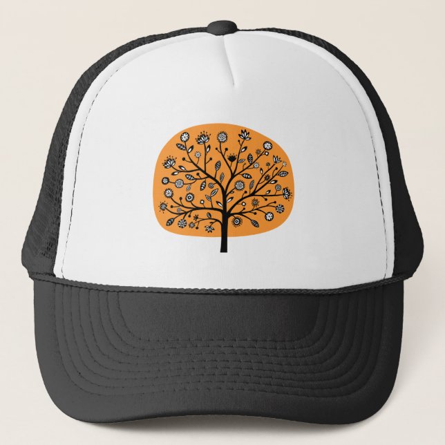 Stilisierte Blume Tree - Light Orange Truckerkappe (Vorderseite)