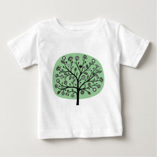 Stilisierte Blume Tree - verblasste Grün Baby T-shirt
