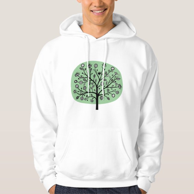 Stilisierte Blume Tree - verblasste Grün Hoodie (Vorderseite)